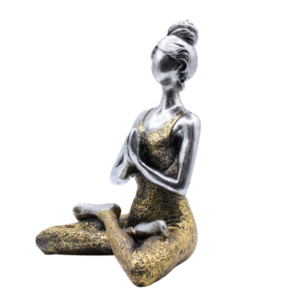 Ancient Wisdom Yoga Lady Figure - Silver & Gold 24cm