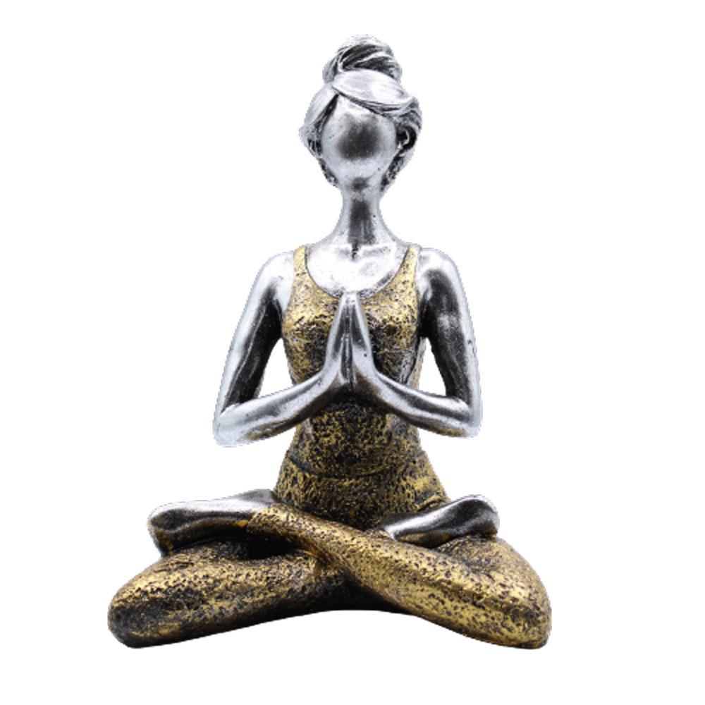 ancient wisdom Yoga Lady Figure - Silver & Gold 24cm