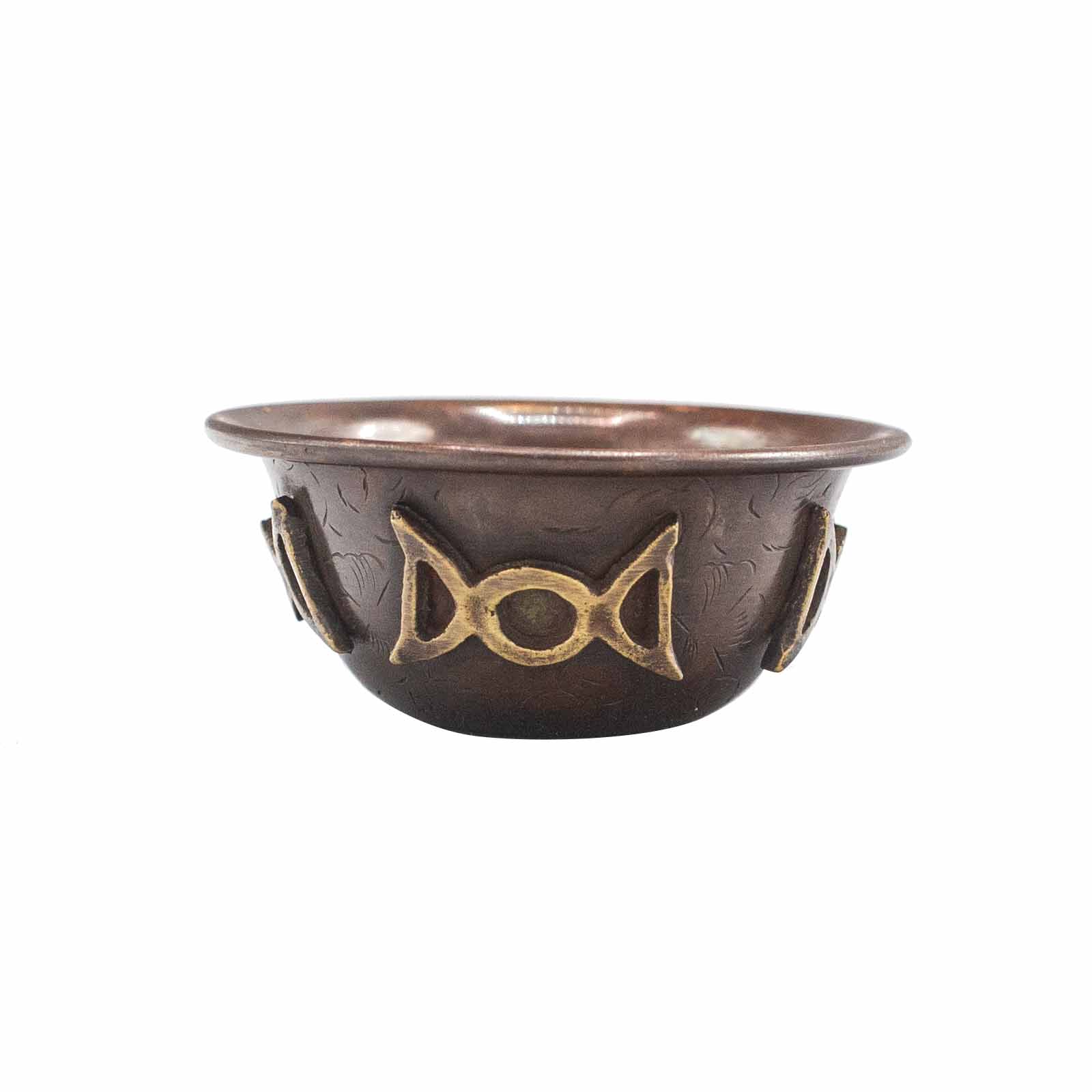 ancient wisdom Antique Copper Ritual Bowl with Triple Moon 8x4cm