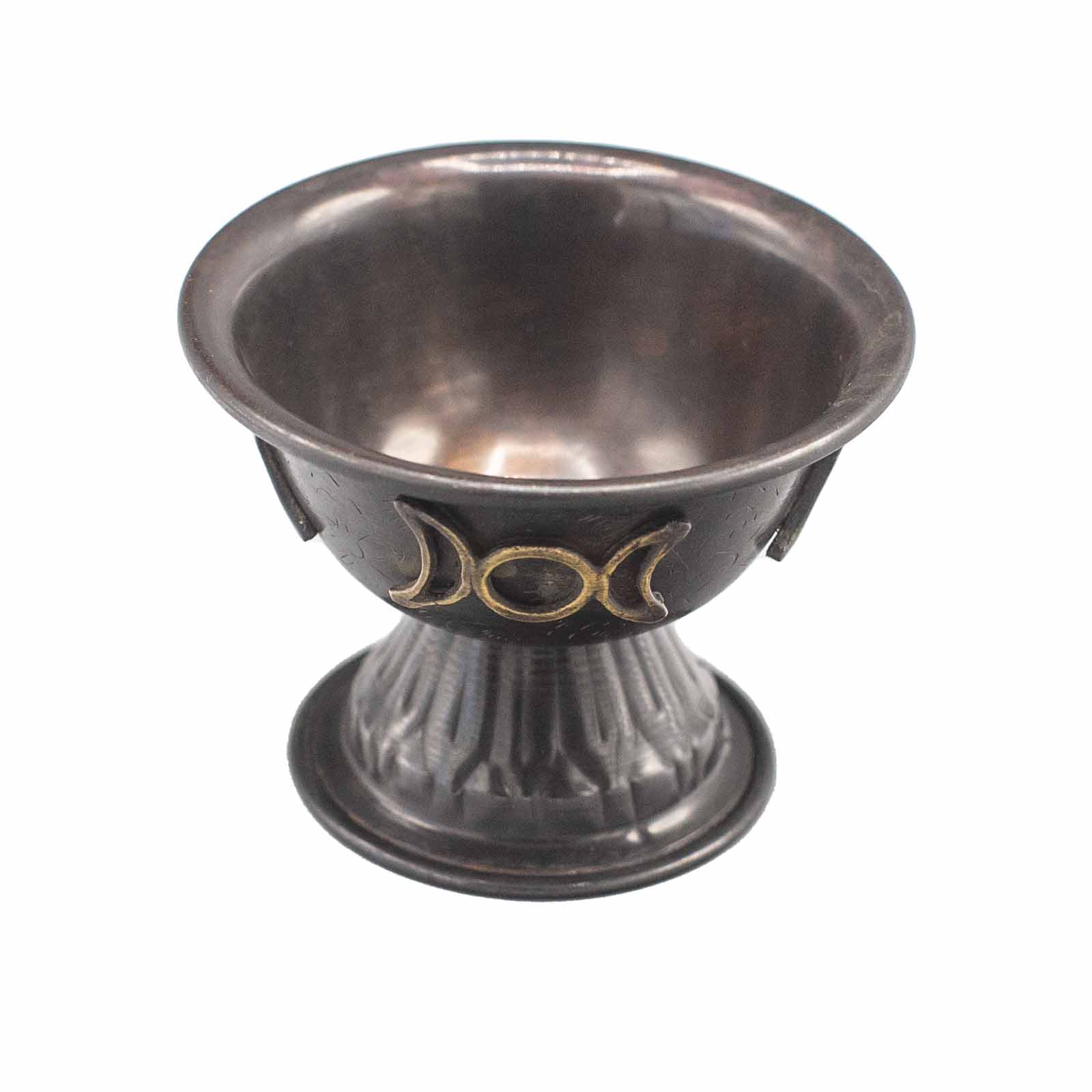 Ancient Wisdom Antique Copper Ritual Chalice Triple Moon 10x8cm