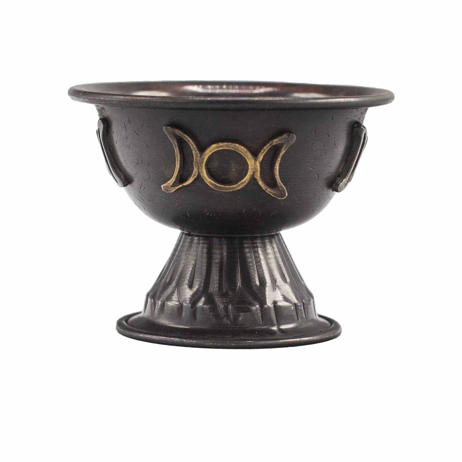 ancient wisdom Antique Copper Ritual Chalice Triple Moon 10x8cm