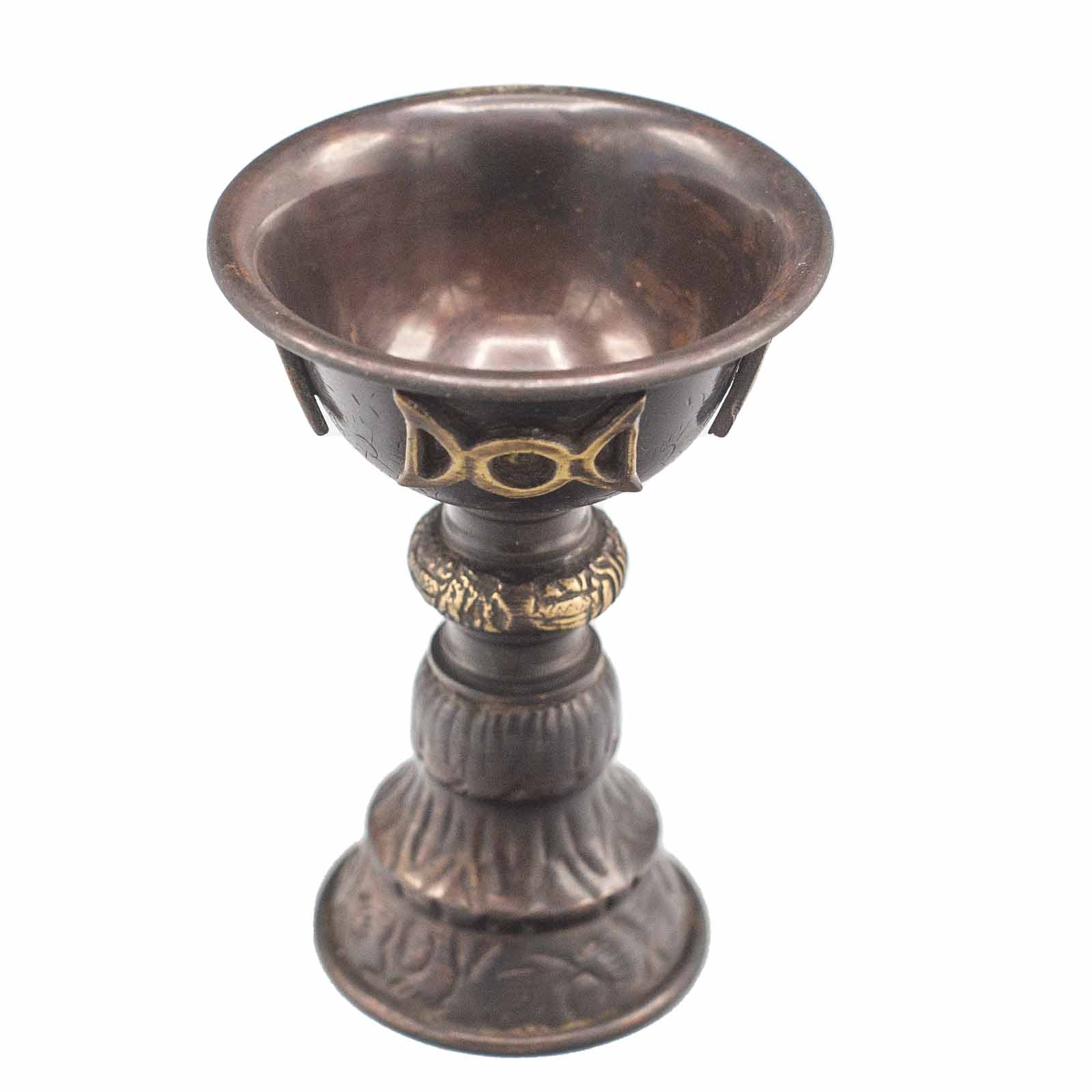 Ancient Wisdom Antique Copper Ritual Goblet With Triple Moon 8x13cm
