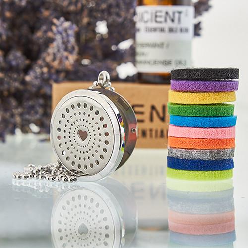 Ancient Wisdom Aromatherapy Diffuser Necklace - Diamonds Heart 30mm