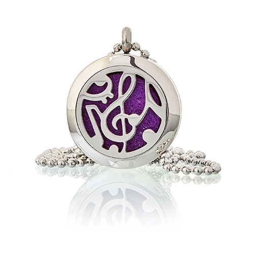 ancient wisdom Aromatherapy Diffuser Necklace - Music Notes 25mm