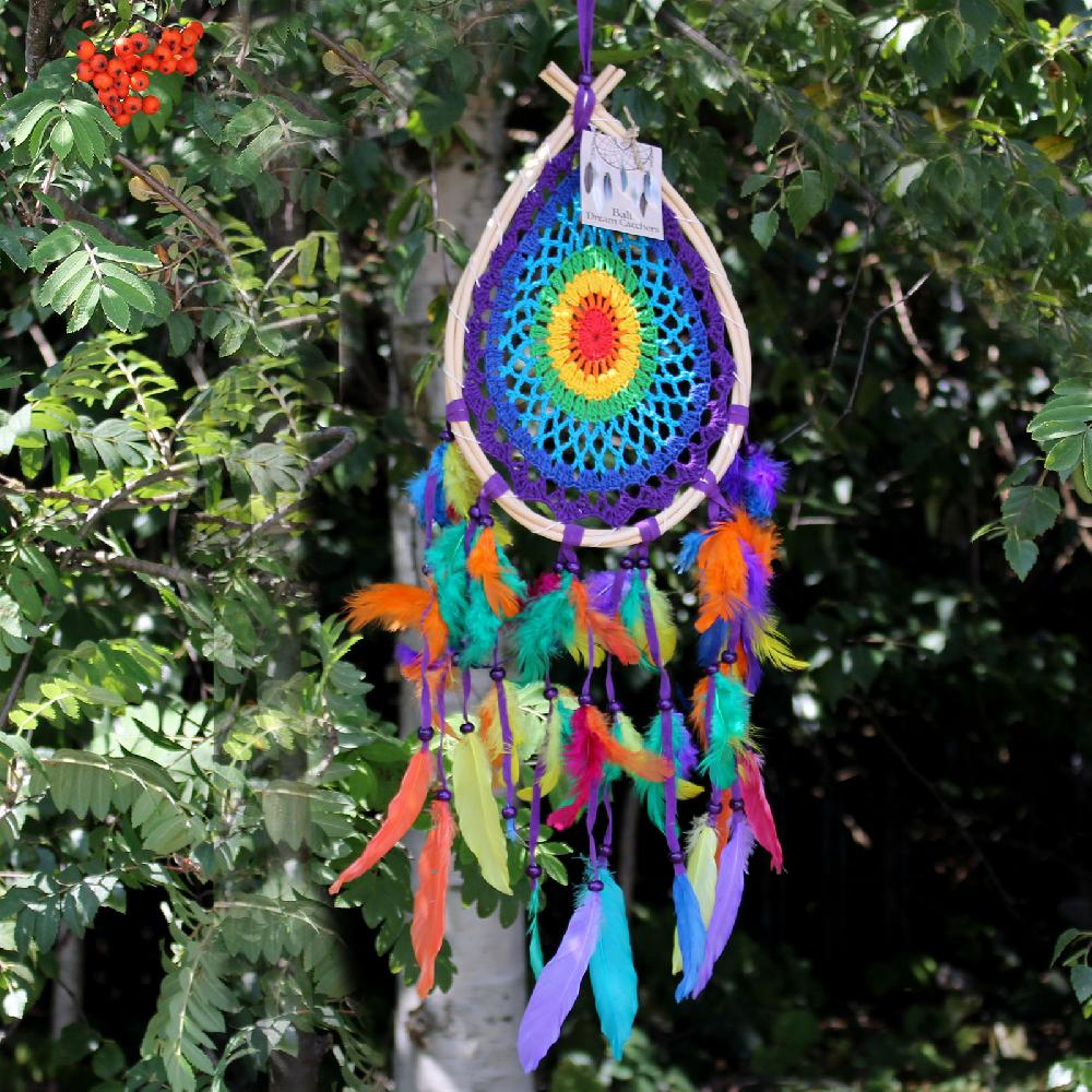 ancient wisdom Bali Dream Catchers - Med Multi Teardrop