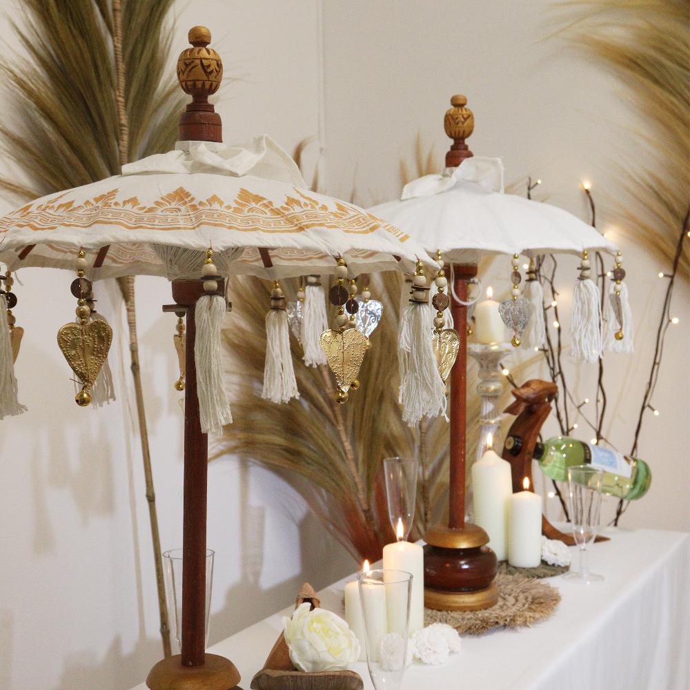 Ancient Wisdom Bali Home Decor Parasol - Canvas - Gold Decor- 40cm