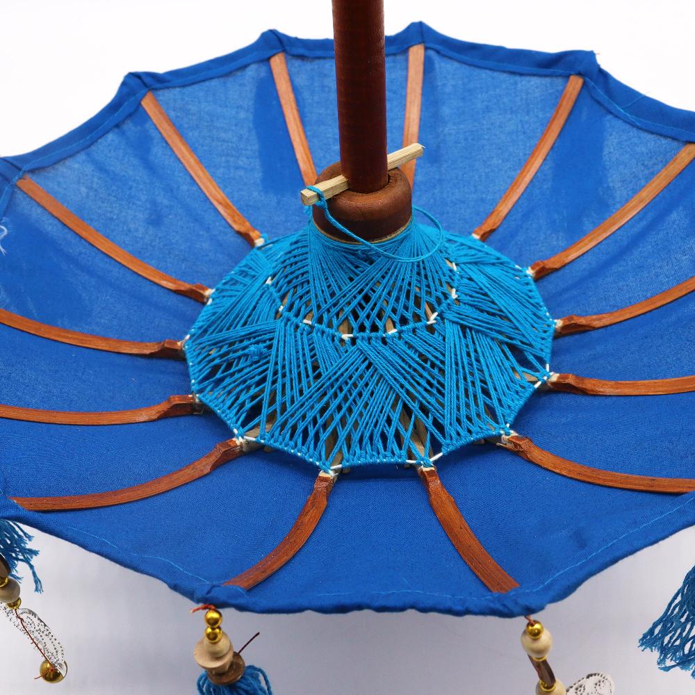 Ancient Wisdom Bali Home Decor Parasol - Cotton - Blue - 40cm
