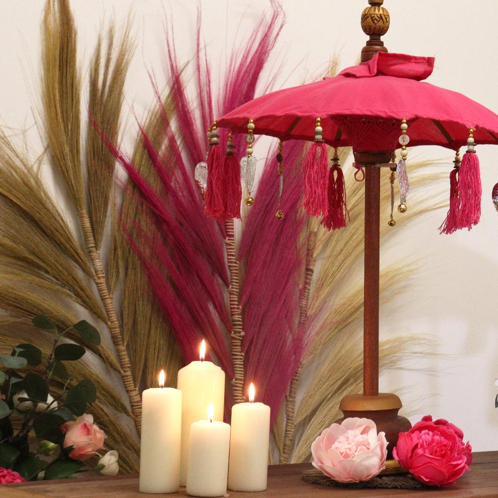 Ancient Wisdom Bali Home Decor Parasol - Cotton - Pink - 40cm