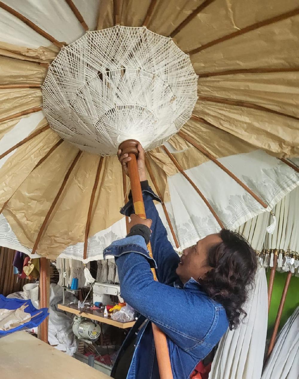 Ancient Wisdom Bali Patio Parasol - Cotton - Orange Decor - 2m