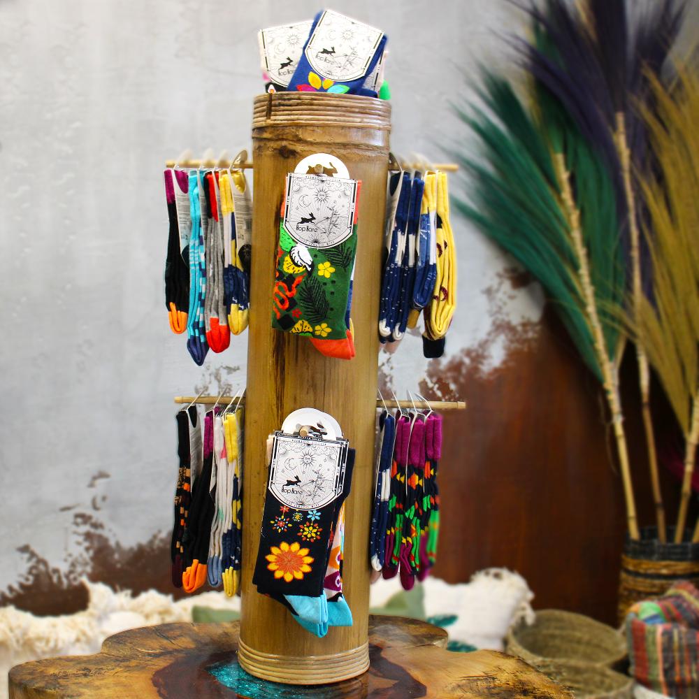 Ancient Wisdom Bamboo Display Tube Stand 8 Pegs - 68x15cm