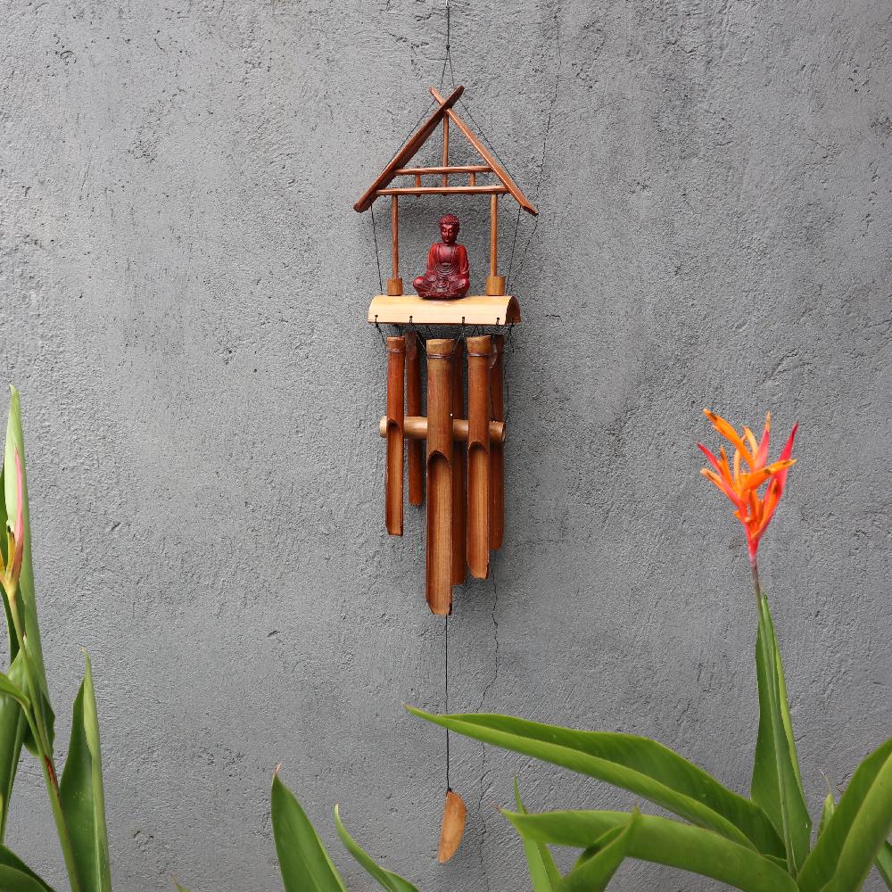 ancient wisdom Bamboo Windchime - Natural finish - Brown Buddha 6 Tubes