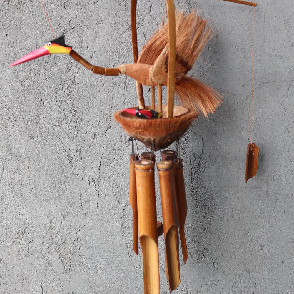 Ancient Wisdom Bamboo Windchime - Natural Finish - Mother & Chicks