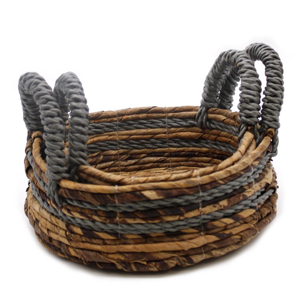 Ancient Wisdom Banana Leaf & Abu-abu Raffia Basket- Set Of 2