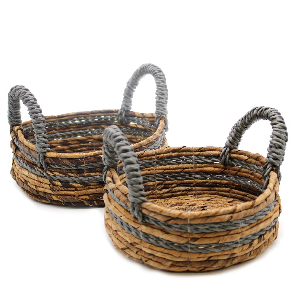 ancient wisdom Banana Leaf & Abu-abu Raffia Basket- Set of 2