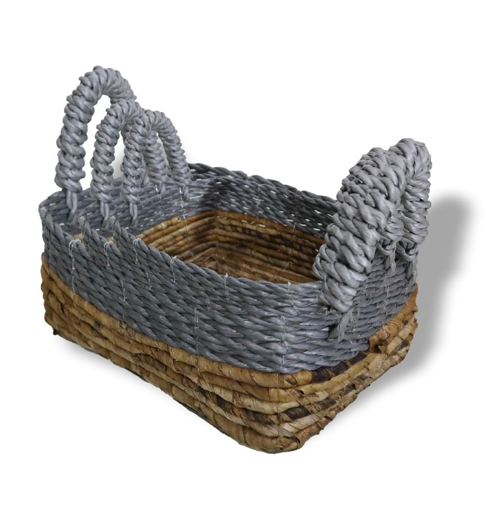 Ancient Wisdom Banana Leaf & Abu-Abu Raffia Square Basket- Set Of 3