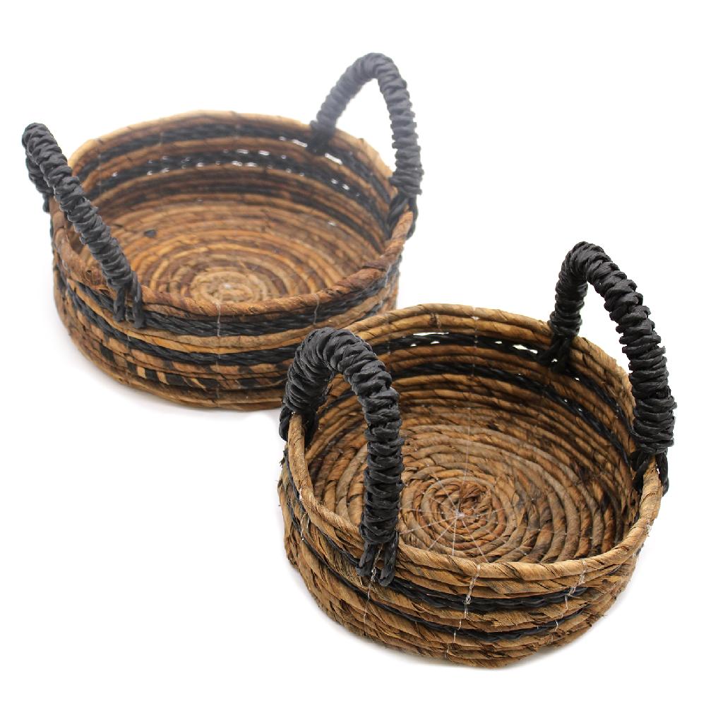 Ancient Wisdom Banana Leaf & Hitam Raffia Basket- Set Of 2