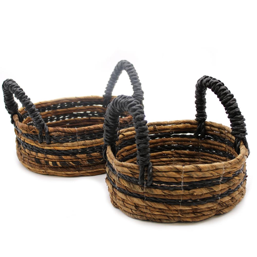 ancient wisdom Banana Leaf & Hitam Raffia Basket- Set of 2
