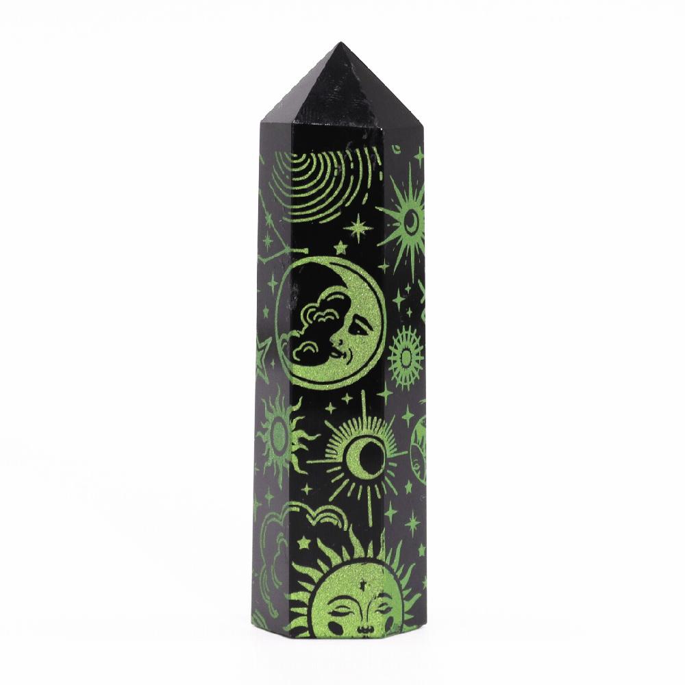 Ancient Wisdom Black Obsidian Points (approx 60-70 Gm 9cm) - Mystic Story - Forest Green
