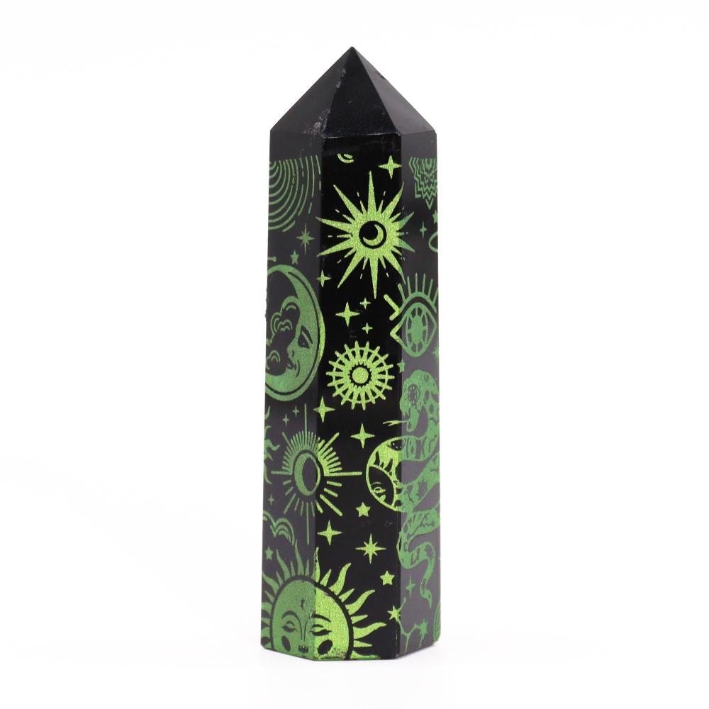 Ancient Wisdom Black Obsidian Points (approx 60-70 Gm 9cm) - Mystic Story - Forest Green