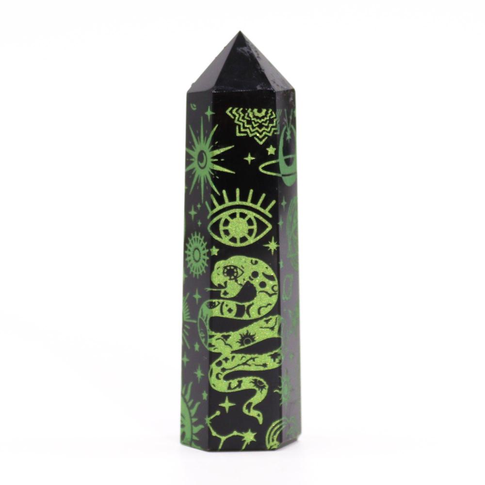 Ancient Wisdom Black Obsidian Points (approx 60-70 Gm 9cm) - Mystic Story - Forest Green