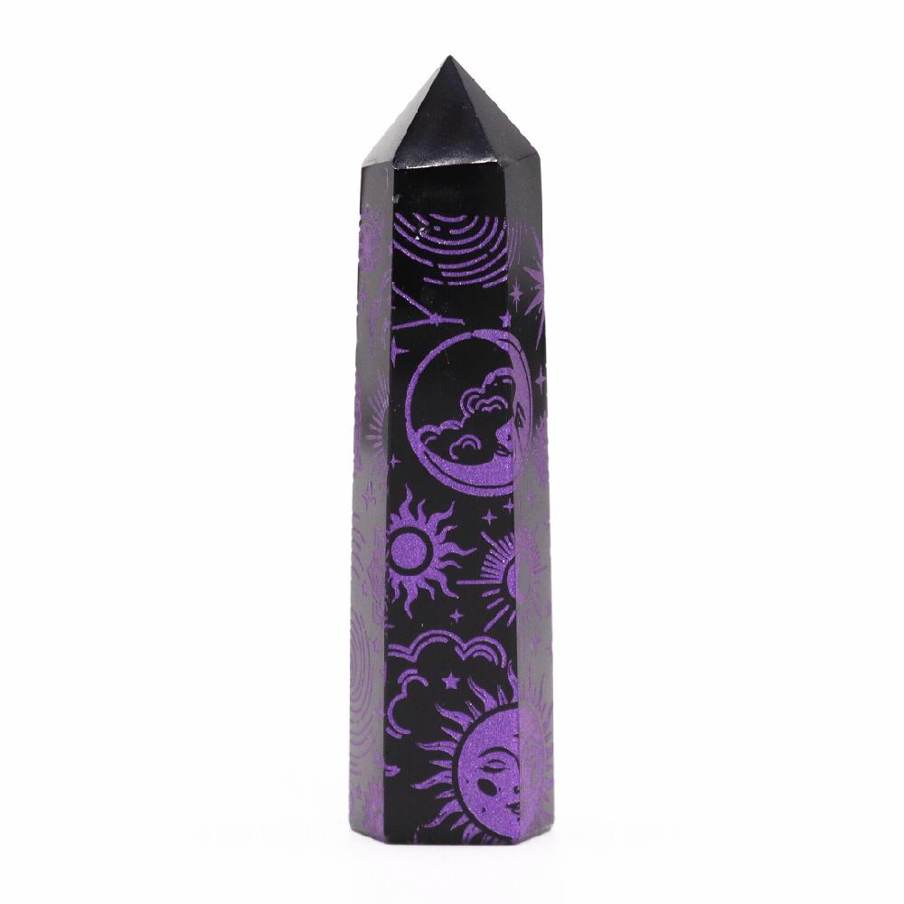 Ancient Wisdom Black Obsidian Points (approx 60-70 Gm 9cm) - Mystic Story - Deep Purple
