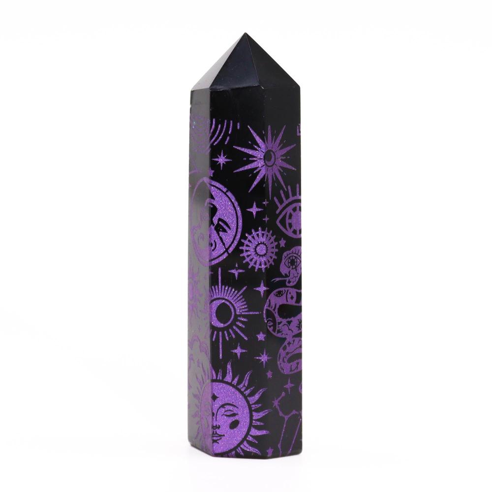 Ancient Wisdom Black Obsidian Points (approx 60-70 Gm 9cm) - Mystic Story - Deep Purple