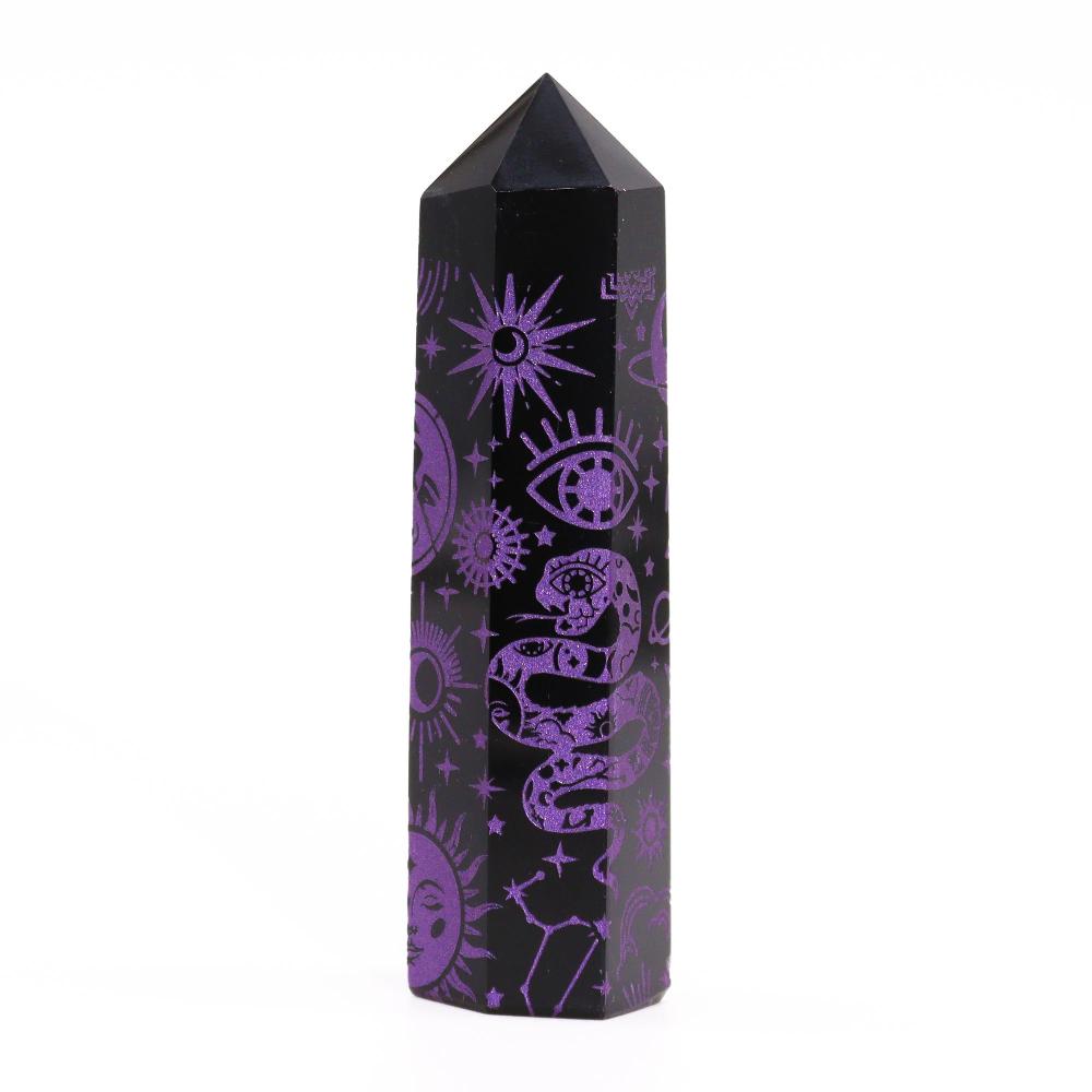 Ancient Wisdom Black Obsidian Points (approx 60-70 Gm 9cm) - Mystic Story - Deep Purple