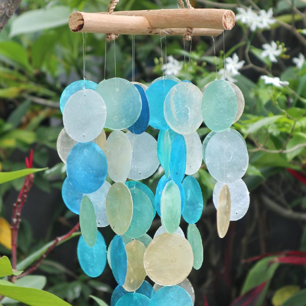 Ancient Wisdom Blue & Pearl Effect Driftwood Cross Chime