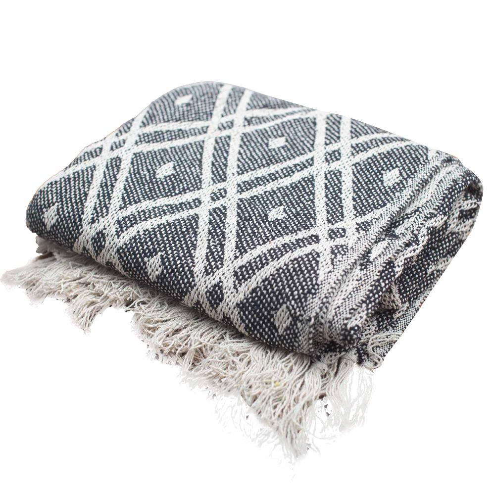 Ancient Wisdom Boho Comfort Throw - 125x150cm - Black & Biege Regency