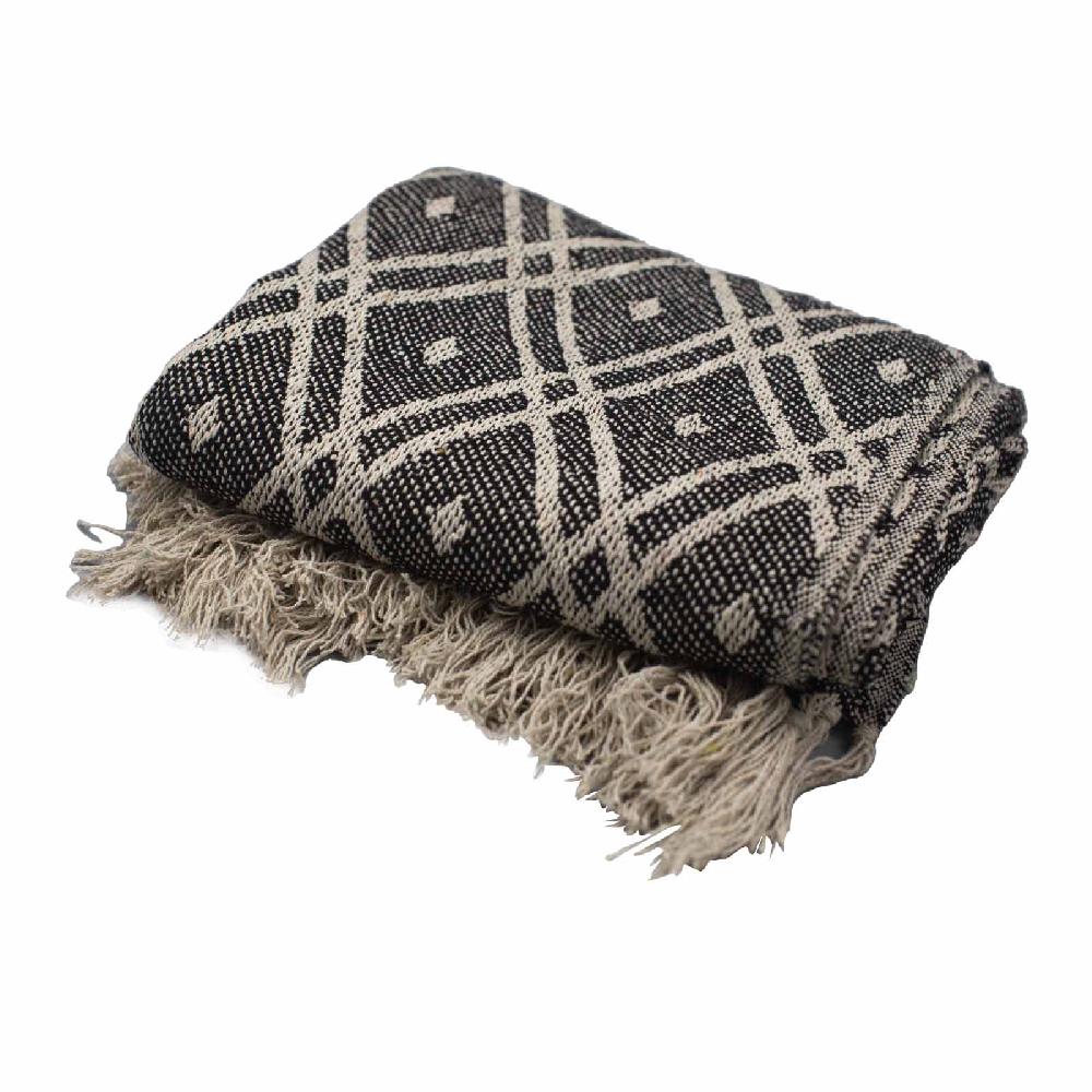 Ancient Wisdom Boho Comfort Throw - 125x150cm - Black & Biege Regency