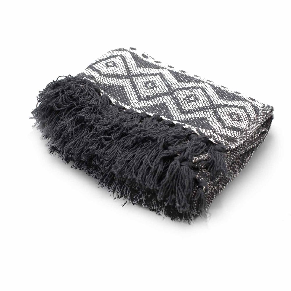 Ancient Wisdom Boho Comfort Throw - 125x150cm - Grey Geometric