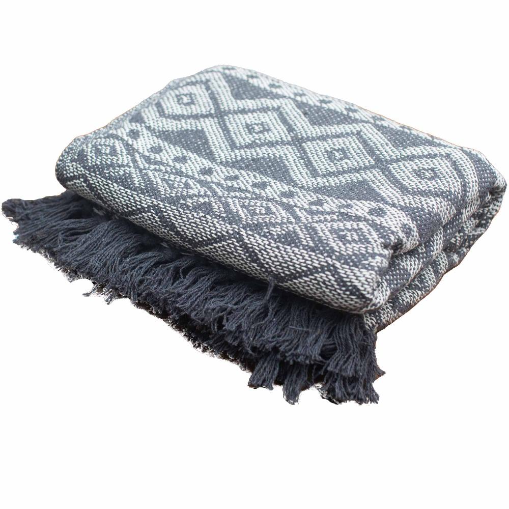 Ancient Wisdom Boho Comfort Throw - 125x150cm - Grey Geometric