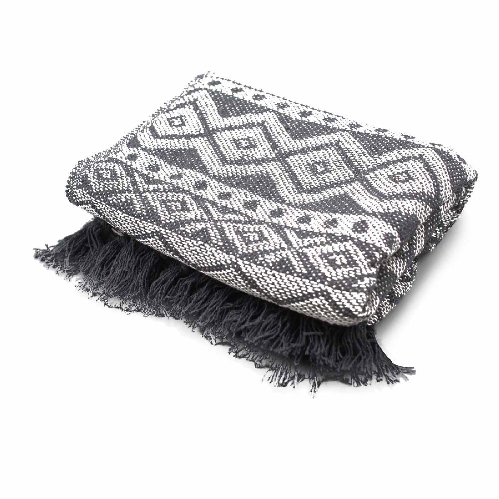 Ancient Wisdom Boho Comfort Throw - 125x150cm - Grey Geometric