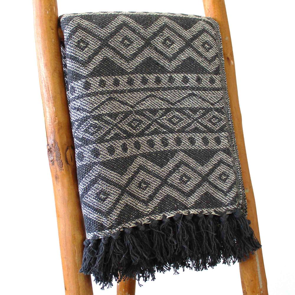 ancient wisdom Boho Comfort Throw - 125x150cm - Grey Geometric