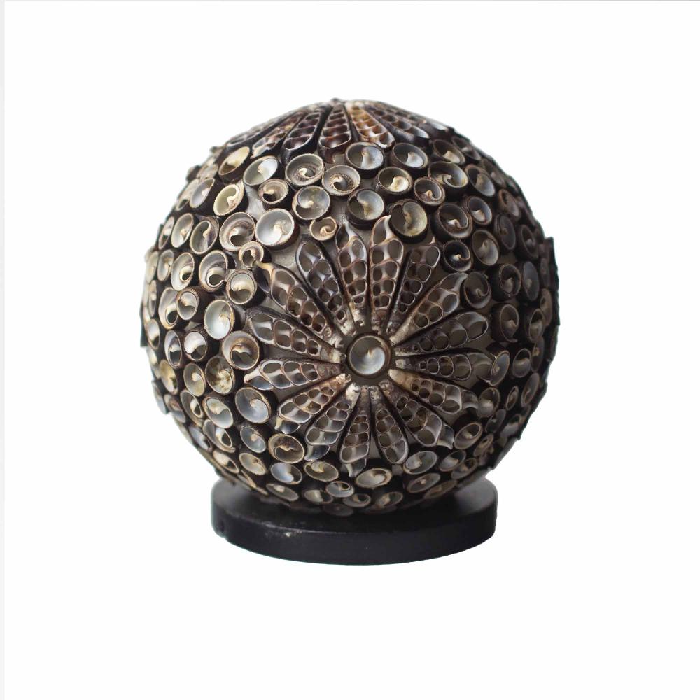 ancient wisdom Boho Sea Shell Lamp - Chocolate Twist Globe - 15cm
