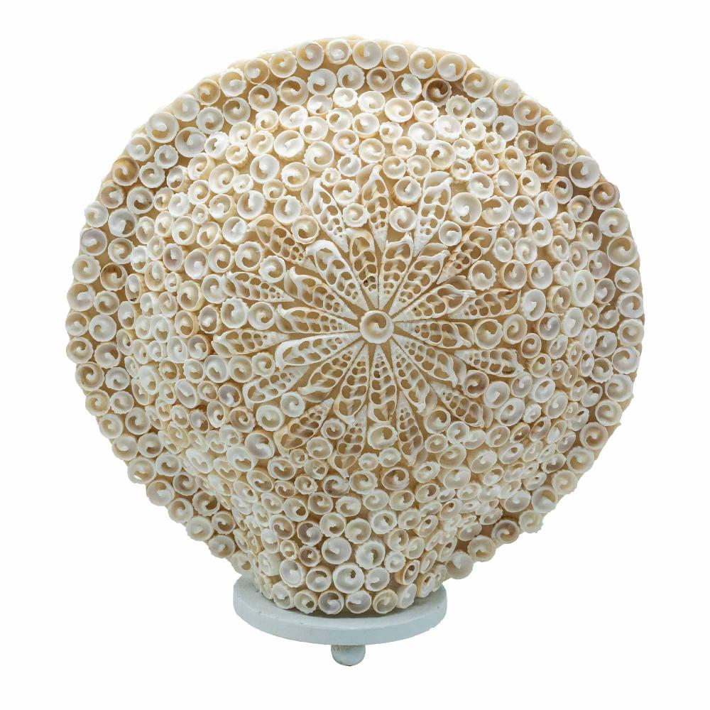 ancient wisdom Boho Sea Shell Lamp - Cut Art Shell Large Round - 30cm