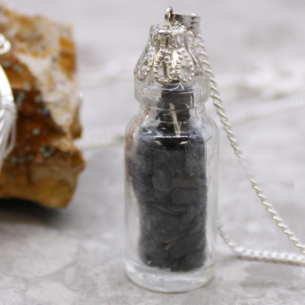 Ancient Wisdom Bottled Gemstones Necklace - Black Onyx