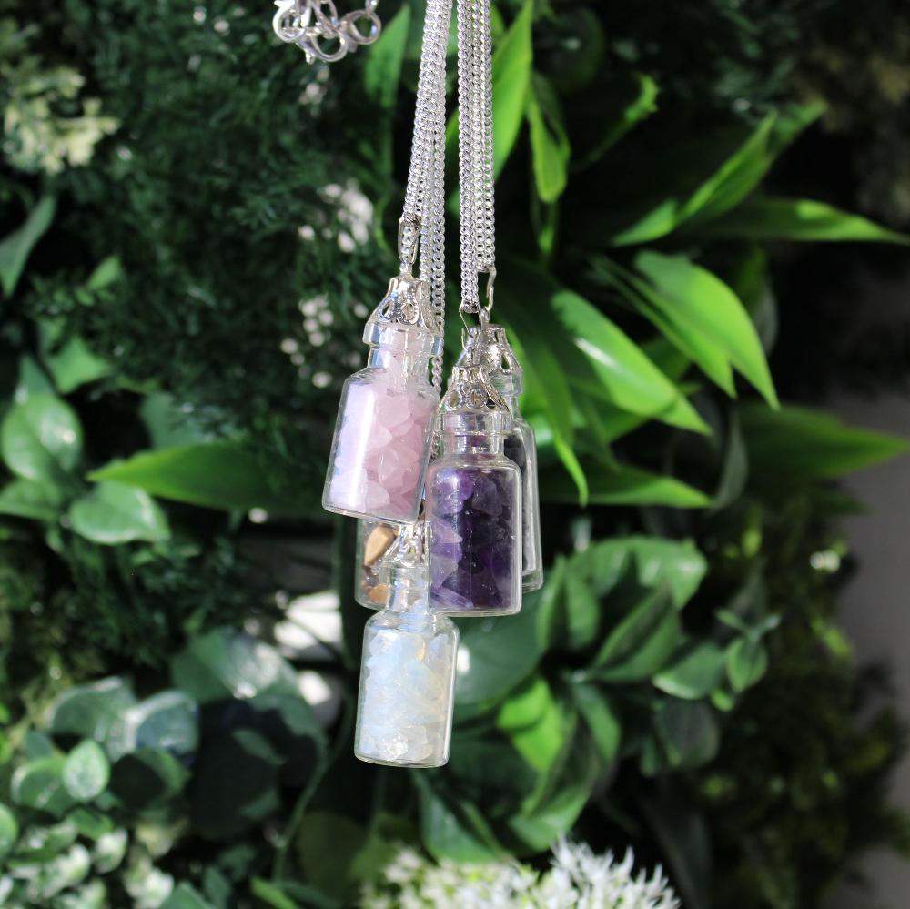 Ancient Wisdom Bottled Gemstones Necklace - Black Onyx