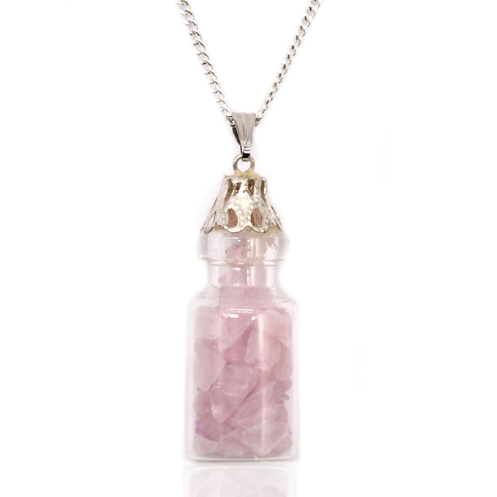 ancient wisdom Bottled Gemstones Necklace - Rose Quartz