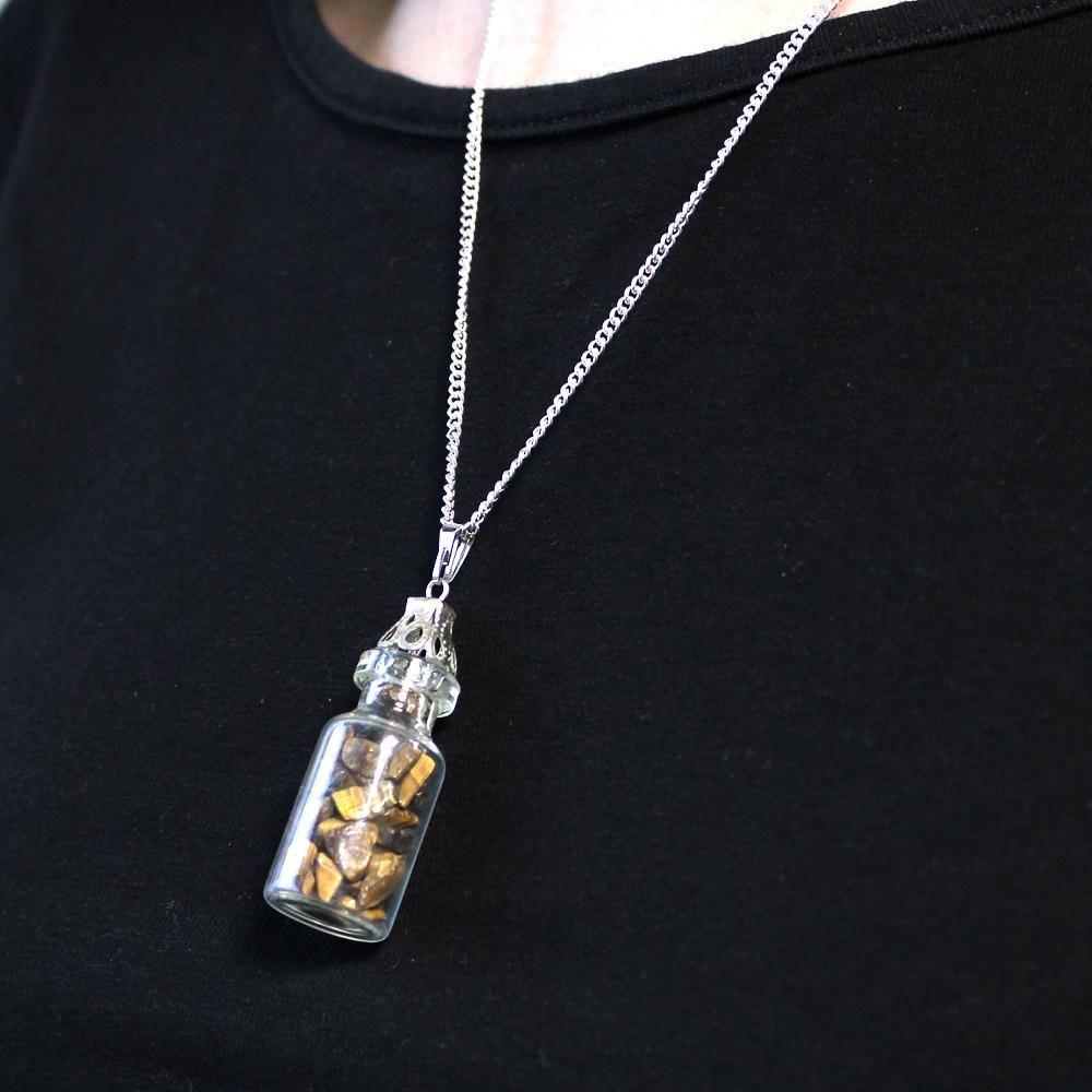 Ancient Wisdom Bottled Gemstones Necklace - Tiger Eye