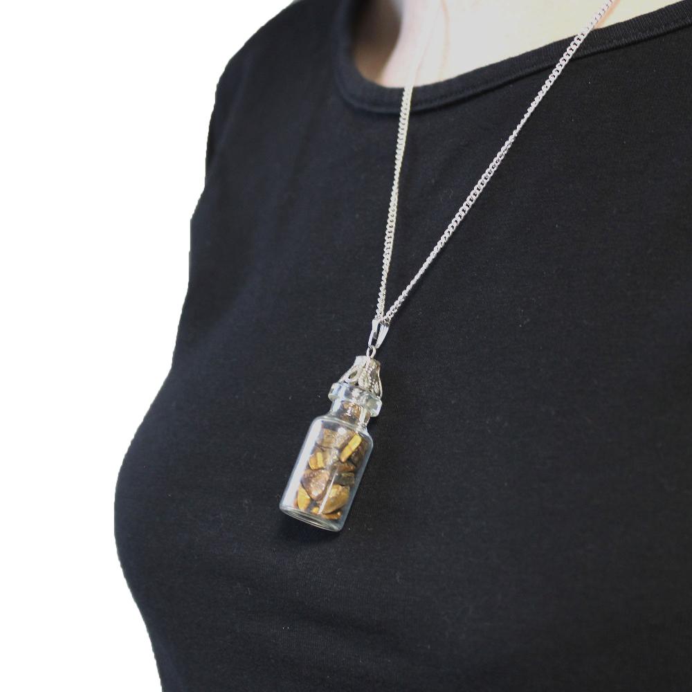 Ancient Wisdom Bottled Gemstones Necklace - Tiger Eye