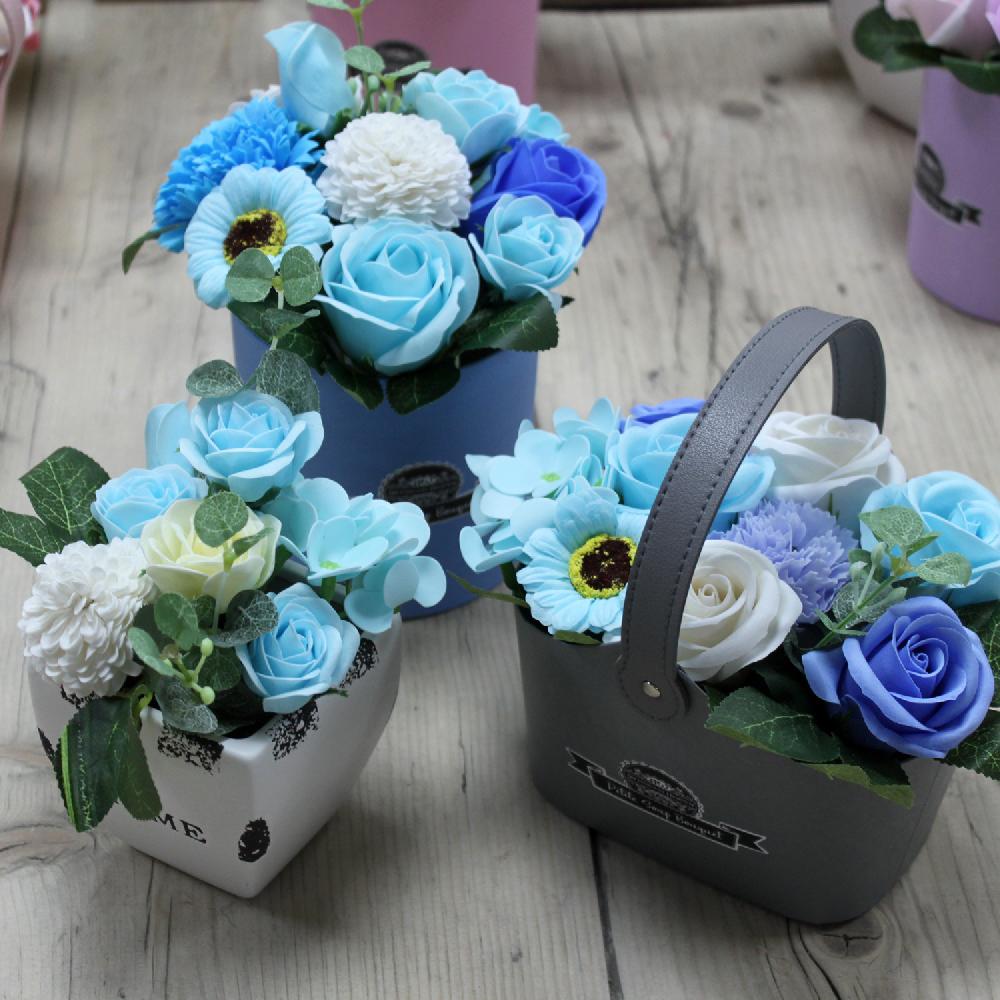Ancient Wisdom Bouquet Petite Basket - Soothing Blues