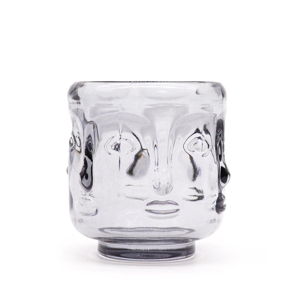 ancient wisdom Buddha Faces Candle Jar - Midnight Grey