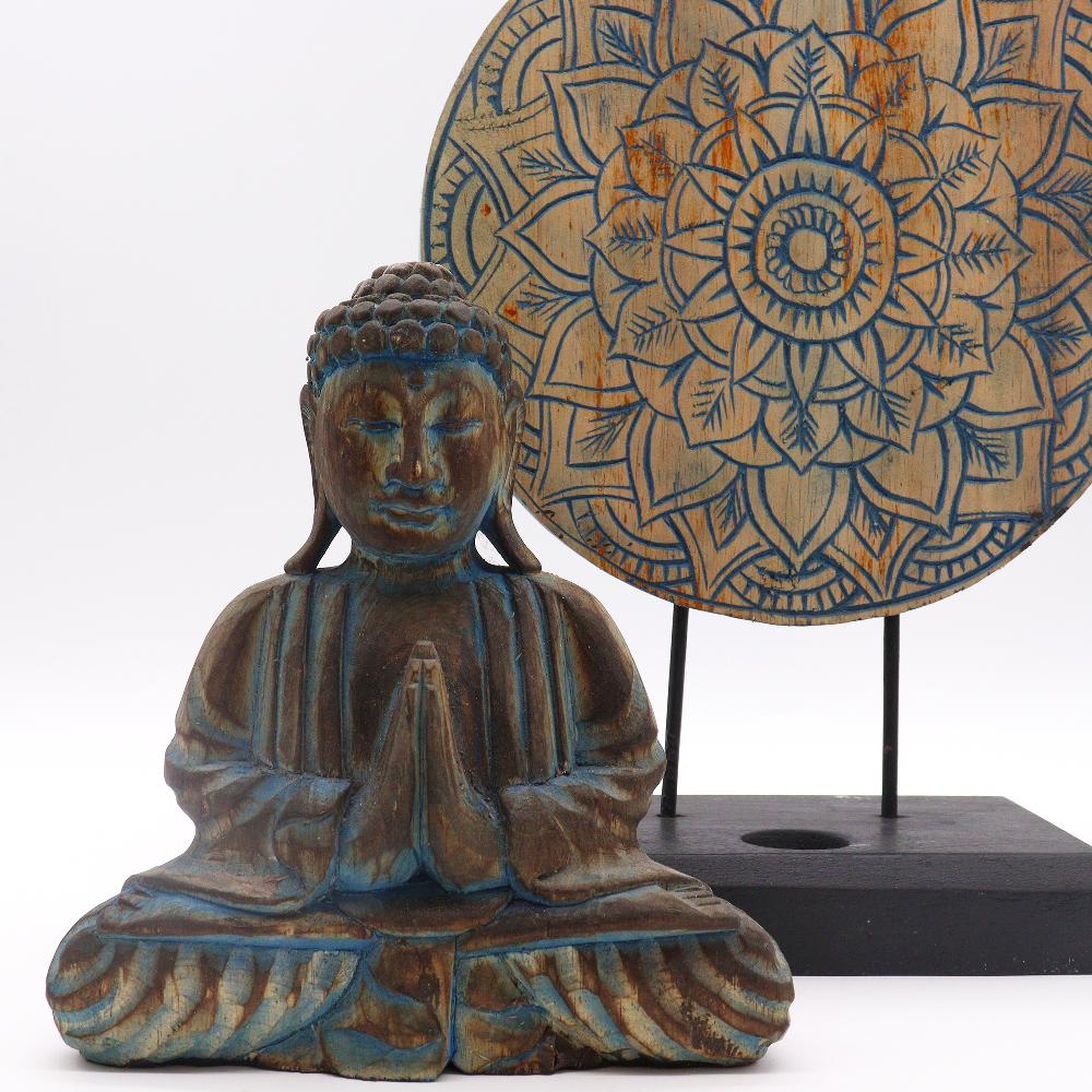 Ancient Wisdom Buddha Feng Shui Set - Flower Mandala - Blue