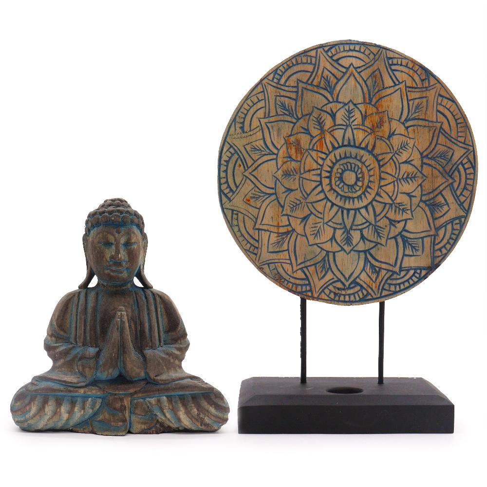 ancient wisdom Buddha Feng Shui Set - Flower Mandala - Blue