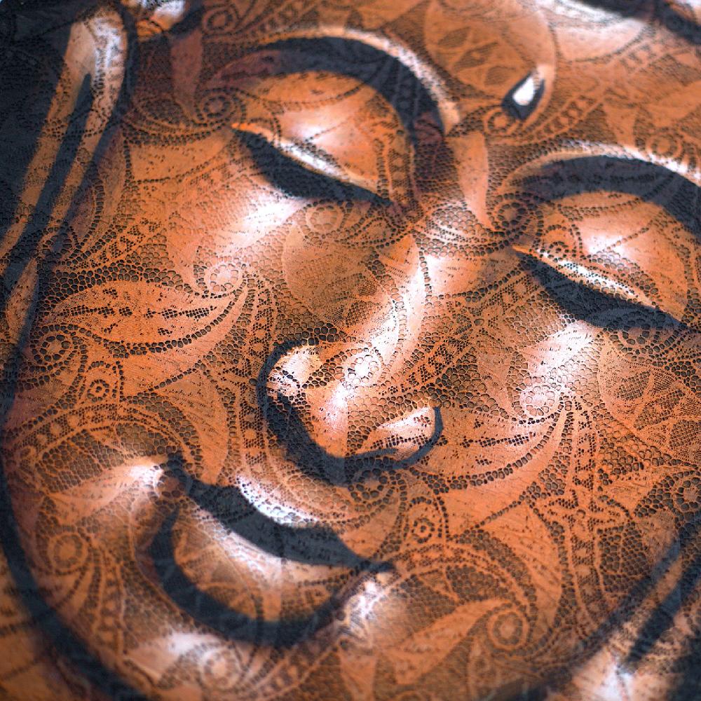 Ancient Wisdom Buddha Painting - Copper Brocade Detail