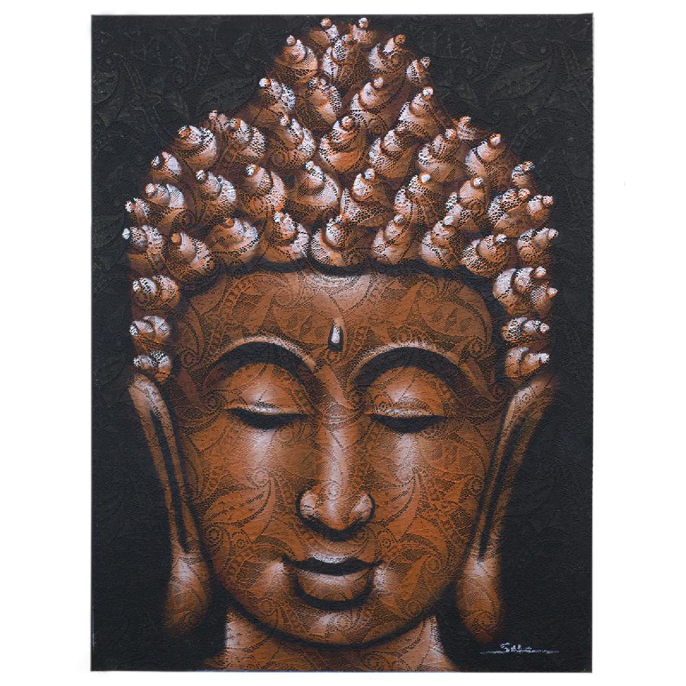 ancient wisdom Buddha Painting - Copper Brocade Detail