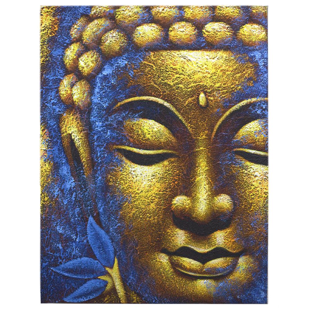 ancient wisdom Buddha Painting - Gold Face & Lotus Flower