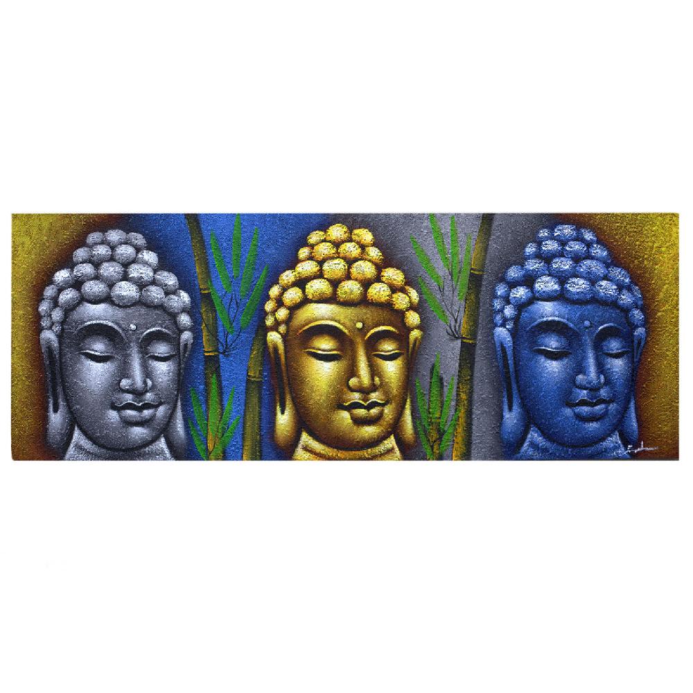 ancient wisdom Buddha Painting - Three Heads With Bamboo