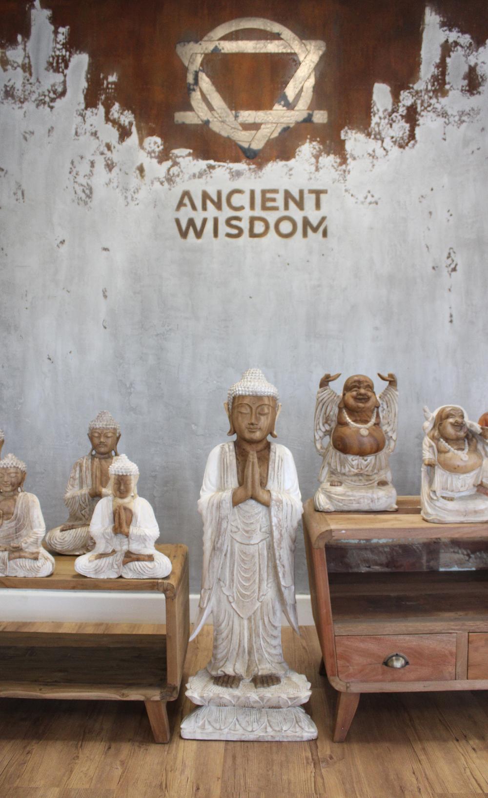 Ancient Wisdom Buddha Statue Standing - Whitewash - 1m Welcome